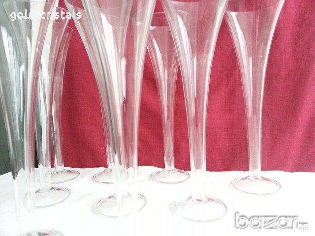 Високи стъклени кристални чаши  , снимка 3 - Антикварни и старинни предмети - 20400780
