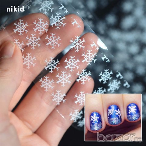 бели прозрачно фолио снежинки декорация декоративно фолио лента за нокти маникюр 3д различни 100cmx4