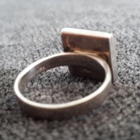 Масивен сребърен пръстен със мъхов ахат / проба 925 Житен клас , снимка 3 - Пръстени - 26157587