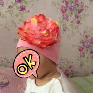 Кафява красива детска шапка с нежно цвете , снимка 8 - Шапки, шалове и ръкавици - 16856891
