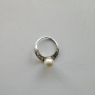 Сребърен пръстен  с перла и цирконий   - сребро проба 925, снимка 4 - Пръстени - 17059602