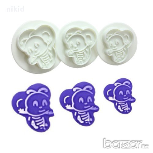 3 бр форми резци с бутало пчела пчели за украса сладки торта бисквитки резец форма, снимка 1