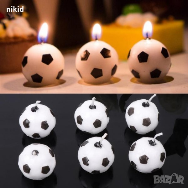 1 бр Футболна топка свещ украса декорация за торта парти, снимка 1