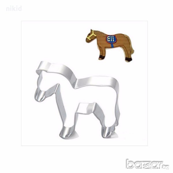 метална форма резец прав кон конче украса молд бисквитки фондан, снимка 1
