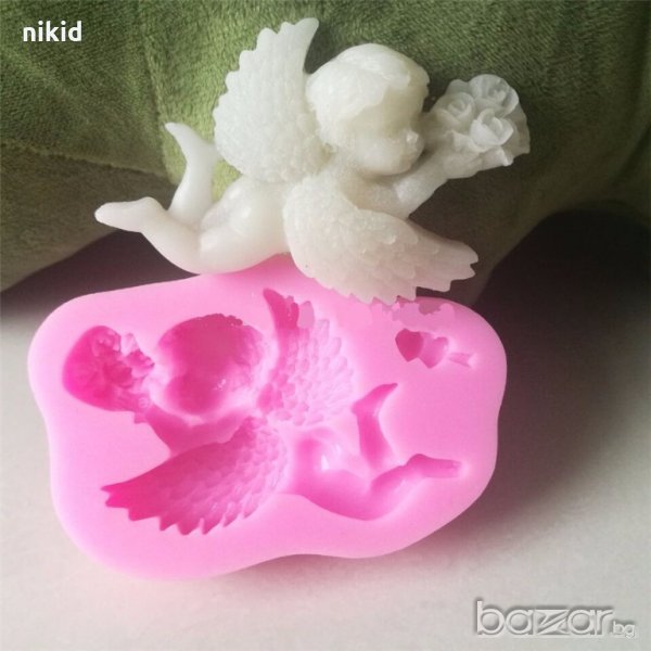 Крилат Ангел с букет силиконов молд форма за декорация торта фондан шоколад и др, снимка 1