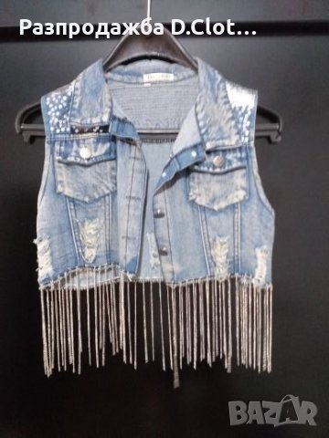 Ефектно дънково елече , снимка 2 - Елеци - 25843872