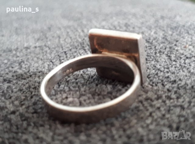 Масивен сребърен пръстен със мъхов ахат / проба 925 Житен клас , снимка 4 - Пръстени - 26157587