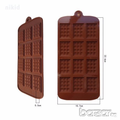 Парченца шоколадови блокчета плочка шоколад плоска силиконова форма молд украса декор торта фондан , снимка 4 - Форми - 17523699