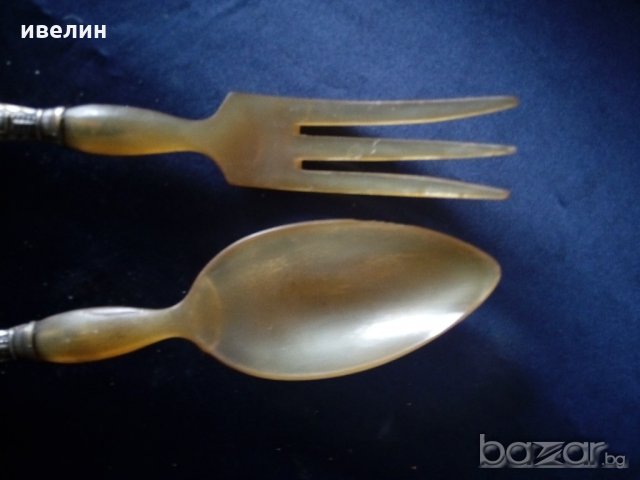 бароков комплект вилица и лъжица, снимка 2 - Антикварни и старинни предмети - 20835542