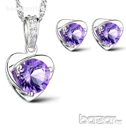 Стерлинги сребърен комплект обеци и колие Проба S925, код 123