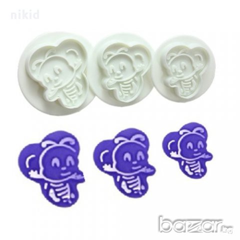 3 бр форми резци с бутало пчела пчели за украса сладки торта бисквитки резец форма