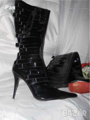 Елегантни ботуши лак и кожа на фирма Luichiny , снимка 15 - Дамски ботуши - 23847465