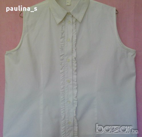 Два различни броя / Памучна риза без ръкави бяла и екрю / голям размер , снимка 2 - Ризи - 14243542