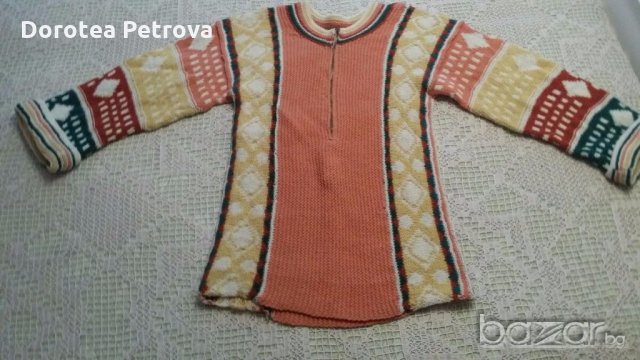 Бутиков вълнен кител с паднал ръкав, ръчно плетиво, снимка 1