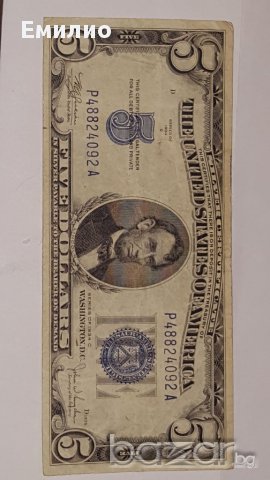 $ 5 Dollars Silver Certificate 1934 C .Block P A, снимка 1 - Нумизматика и бонистика - 16947653