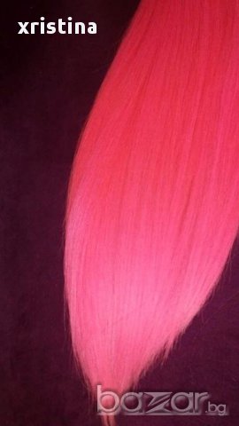 Промо-Уникална,естествена,розова коса,двойна плътност!Готова за поставяне!, снимка 4 - Аксесоари за коса - 17737058