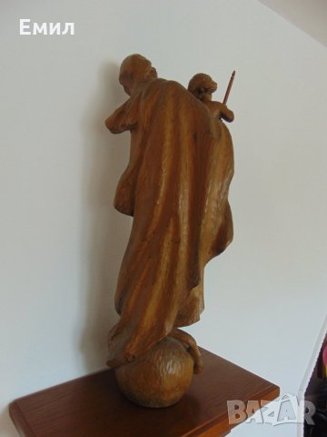 Голяма религиозна дървена статуя, снимка 4 - Колекции - 23915265