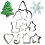 10 бр Коледни снежинка луна елха бастун сърце къща звезда камбана ботуш ангел метални резци форми, снимка 1 - Форми - 20367971