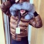 Дамско яке с естествена лисица coffe Moncler, снимка 1 - Якета - 23043652