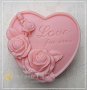 Love for ever сърце с рози калъп силиконов молд форма украса мъфин фондан сапун гипс шоколад