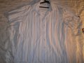 Памучна мъжка риза с къс ръкав - бяла на оранжево райе Xl - 43/44 разм
