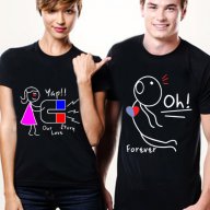 За ВЛЮБЕНИ! LOVE STORY тениски за двойки в цвят по избор! Поръчай модел с твоя ИДЕЯ!, снимка 1 - Тениски - 13321956