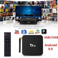 Жироскоп Гласов Контрол Tanix TX6 4GBRAM 32ROM Android9 TV Box 2xWiFi2.4+5GHz BT4.1 SPDIF H265 3D 4K, снимка 1 - Плейъри, домашно кино, прожектори - 24651020