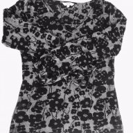 Сиво-черна фина блуза на цветя., снимка 1 - Блузи с дълъг ръкав и пуловери - 17202847