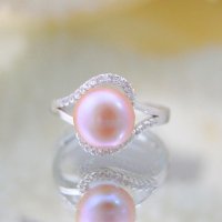 Сребърен безразмерен пръстен с естествени перли , снимка 2 - Пръстени - 20498618