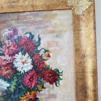 Маслена картина "Ваза с цветя" италиански художник , снимка 7 - Картини - 22853606