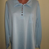 Светло синя блуза тип риза голям размер, снимка 1 - Блузи с дълъг ръкав и пуловери - 20801453