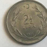 2 1/2 лири Турция 1975, снимка 2 - Нумизматика и бонистика - 25855112