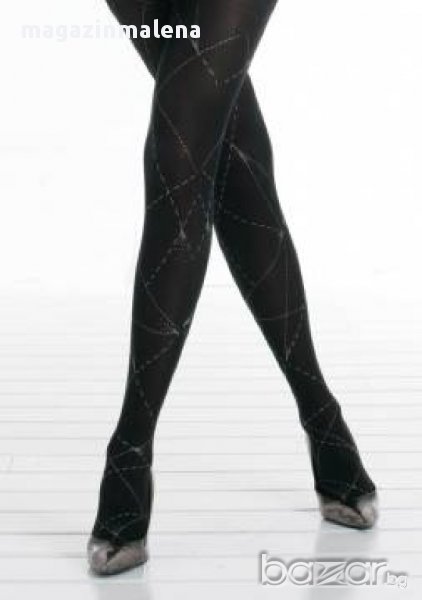 50DEN черен+златист+сребрист италиански плътен фигурален чорапогащник 40-65кг зимни чорапогащници, снимка 1