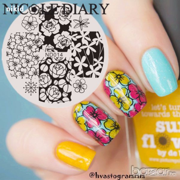кръгъл Шаблон за щампа печати за нокти плочка оригинал NICOLE DIARY ND014, снимка 1
