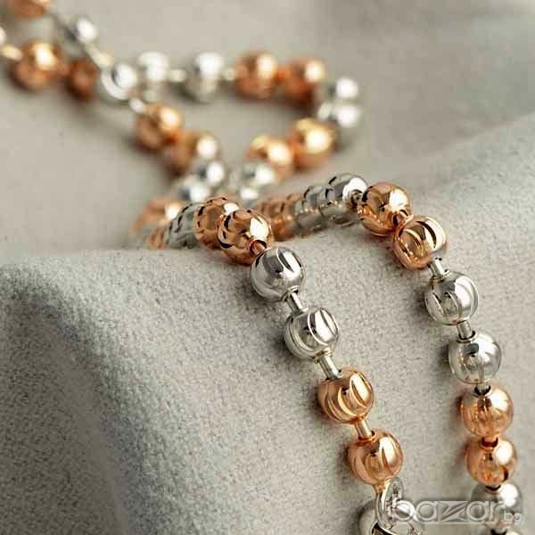 Блестящо колие от 9к бяло и розово попълнено злато 15 лв, снимка 1