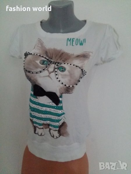 Дамска тениска с коте, снимка 1