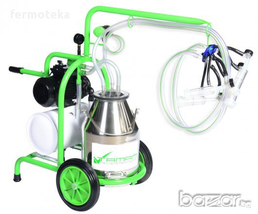 Доилен агрегат за 2 кози с автоматични доячки и 30 л. неръждаем гюм, снимка 1