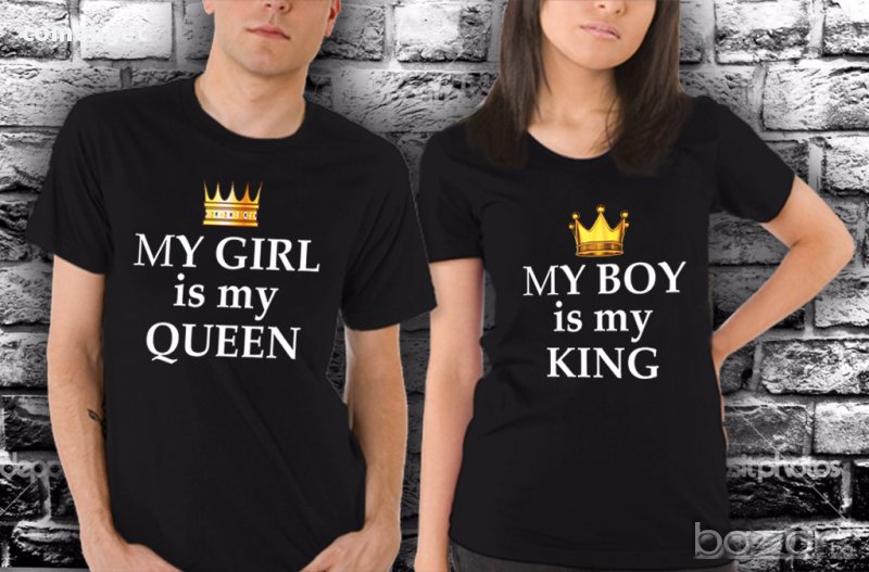 ЗА ВЛЮБЕНИ! MY KING & MY QUEEN LOVE тениски! Поръчай модел с ТВОЯ ИДЕЯ!, снимка 1