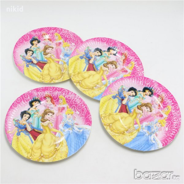 6 принцеси Снежанка Ариел Белл Спяща Красавица Жасмин 10 бр парти чинии чинийки, снимка 1