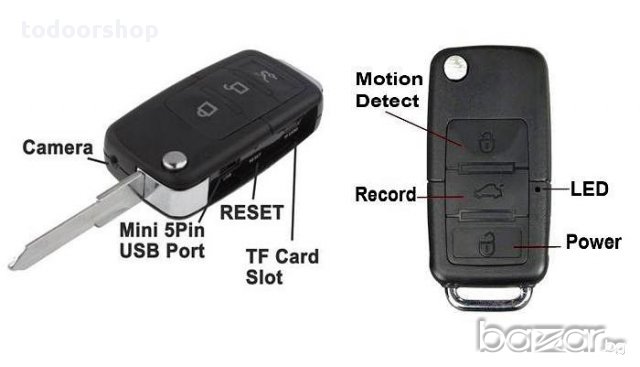 скрита камера дизайн ключ на BMW dvr s818 видео записващо устройство , снимка 3 - Камери - 9936674