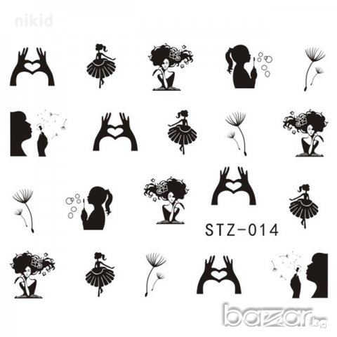 STZ-014 момиче и глухарчета слайдер ваденки водни стикери за нокти маникюр