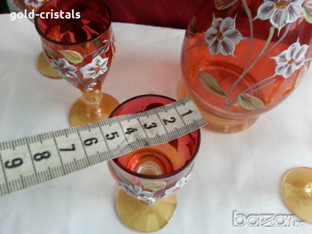 Кристален сервиз  Бохемия гарафа и 6бр чаши , снимка 4 - Антикварни и старинни предмети - 20824620