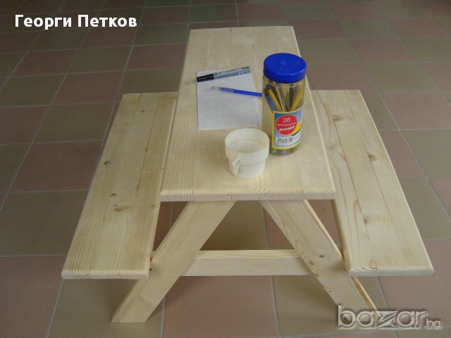Учебна Масичка с пейки., снимка 2 - Мебели за детската стая - 15223330