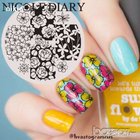кръгъл Шаблон за щампа печати за нокти плочка оригинал NICOLE DIARY ND014