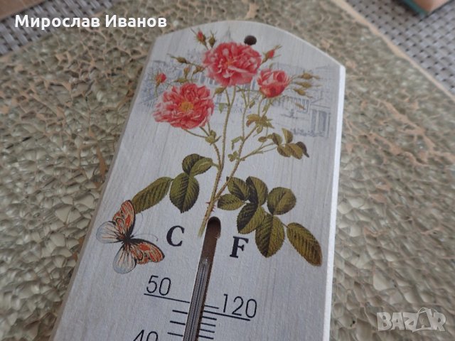 " Рози " - дървен ретро термометър