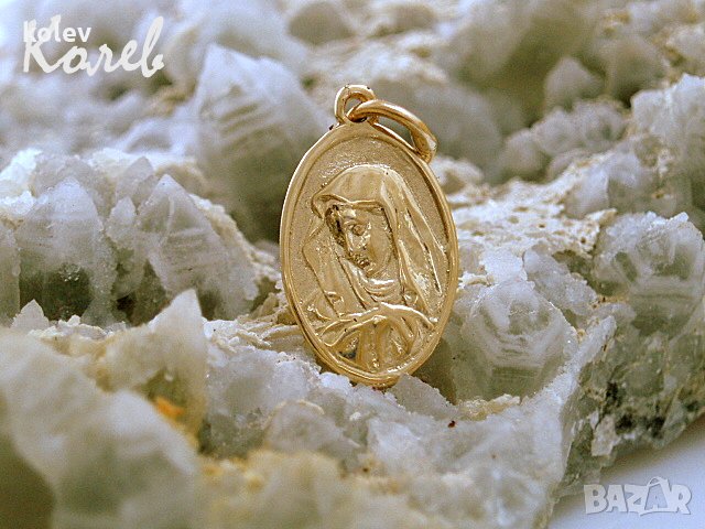Златен медальон Богородица (овална) 0.63 грама, снимка 1 - Колиета, медальони, синджири - 25128866