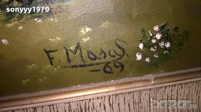 F.maius.-69 огромна испанска картина 131/66см-внос канарите, снимка 10 - Антикварни и старинни предмети - 16062521