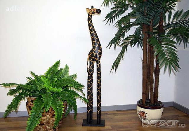  Дървени жирафи, дървен жираф, дървена фигура на жираф-100 см,африканска статуя , снимка 5 - Статуетки - 11959409