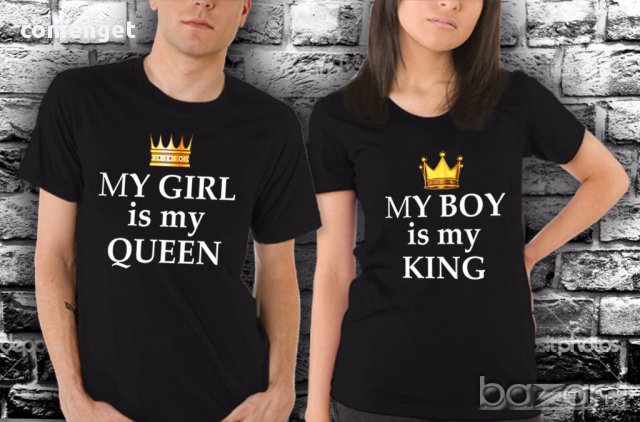 ЗА ВЛЮБЕНИ! MY KING & MY QUEEN LOVE тениски! Поръчай модел с ТВОЯ ИДЕЯ!, снимка 1 - Тениски - 14228332