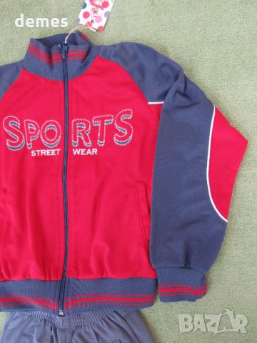 Детски анцуг цвят сиво и винено червено, нов, размер 122, снимка 5 - Детски анцузи и суичери - 24378323